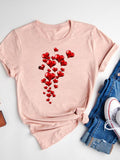 Watercolor Love Heart Sweet Fashion Short Sleeve Print T Shirt Tee Basic Clothing Summer Top Graphic T-shirt Women Clothes