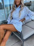 Pajama for Women Vintage Single Breasted White Lace Women Shorts Sets Long Sleeve Casual Party 2 Pcs Outfits Femme Suit Summer