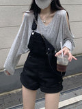 Getadme-Denim Rompers Women Vintage Casual Simple Korean Fashion Chic Streetwear College Summer Sweet All-match High Waist Preppy Style