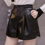 Getadme-Casual A-line Shorts Leather Leg Pants Women Clothing Women Pants Summer Shorts