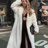 Getadme New Female Winter Plush Thick Warm Loose Women Faux Rabbit Fur Coat Loose Lapel Fur Coat