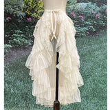 Getadme Double Layered Lolita Waist Curtain Sheer Cover Up Skirt