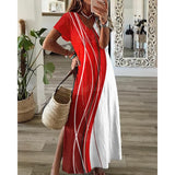 Gradient Print Side Slit Women Dresses Female 2023 Summer Elegant Party Dresses Ladies Vacation Casual Y2k Sexy Evening Dresses