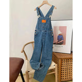 MEXZT Jumpsuits Women Streetwear Denim Overalls Vintage Loose Casual Wide Leg Pants High Waist Strap Straight Jeans Trousers New