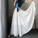 Getadme Long Linen Maxi Skirt Women Elegant  Pleated Vintage Boho Casual Cotton Beach Summer Saia A-Line Ladies Feminina White Skirts