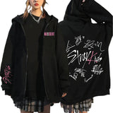 Stray Kids Kpop 5 Stars Print Zip-up Hoodie Korean Style Y2k Harajuku Fashion Women Sweatshirts Winter Warm Zipper Hoody Coats