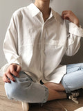 Shirt Woman Spring 2023 New Long Sleeve Vintage Blouse Femmes Loose Casual Tops Simple Coat Fashion Ladies Minimalist Clothing