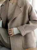 Getadme-Women's Wool Blend Trench Coat Turn-Down Collar Korean Fashion Temperament Female Clothing Autumn New Jackets for Women