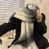 New Irregular Shawl Scarf Women Winter Warm Thickened Gradient Pashmina Scarves Classic Tassel Outdoor Windbreak Big Shawl