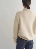 Turtleneck Cashmere Sweater Women 2023 Autumn/Winter New 100% Pure Wool Sweater Ladies Knitting Loose Large Size Pullover Female