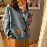 Korean Fashion Loose Casual Punk Style Femme Long Sleeve Sweatshirt Harajuku Autumn Women's Graffiti Printed Hip-hop Sweatshirt