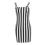 Retro Dress Summer Vertical Striped Button Suspenders Sexy Elegant Sleeveless Mini women's Dress