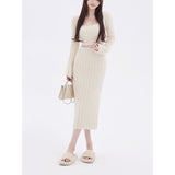 Getadme-Autumn Sweater Knitted Suits Female Elegant 2 Piece Dress Korean Fashion Even Party Y2k Mini Dress Office Lady Short Skirts