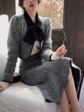 Getadme Elegant Blazers Suits Women Korea Fashion Casual Elegant Jacket Coats + Skrits 2 Piece Dress Set Female Y2k Clothing Winter