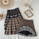 Korean Style Plaid Pleated Skirt Female Spring and Autumn High Waist Thin A-line Short Student Woolen NewSummer Skirts