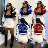 Varsity Bomber Jacket Women Baseball Fashion Spring And Autumn Jackets  Long Sleeves Patchwork Button Black Crop Top Jacket Coat