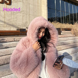 Women Faux Fur Jacket Faux-Fox Fur Coats Winter Suit Collar Warm Loose Pink Female Overcoat Clothes Korea  Women's Eco-coat