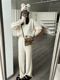 Lazy style knitted sweater trousers two-piece women's autumn and winter new Korean style fashion casual suit