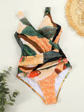 Getadme-One Piece Swimsuit Sexy Bodysuit Women Swimwear Backless One-Piece Suits Patchwork Beachwear Print Bathing Suit