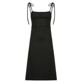 Getadme-Fashion Strappy Ruched Sexy Black Dress Irregular Elegant Backless Long Dress Party Summer Dresses Women Clothes Vintage Dress