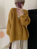 Getadme Loose Knitting Cardigan Women 5 Colors Long Sleeve Knitted Jacket Leisure Autumn Simple Basic Fashion Warm Korean Style Sweater