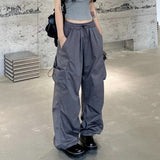 Getadme-Y2k Streetwear Cargo Pants Women Casual Vintage Baggy Wide Leg Straight Trousers Jogger Big Pockets Oversize Overalls Sweatpants