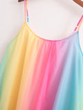 HDIMM Fashion Dresses for Women Summer Rainbow Sleeveless Loose Dress Female Chic Sexy Backless Colorful Casual Dresses Clothing