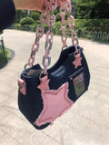 Getadme Y2K Vintage Korean Fashion Shoulder Underarm Harajuku Star Tote Denim Bag Chain Ladies Bags Zip Purses Bagutte Handbags Women