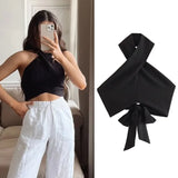 SLTNX Fashion Hanging Neck Women Tops Summer Female Slim Backless Sexy Crop Top Ladies Chic Casual Corset Top New In